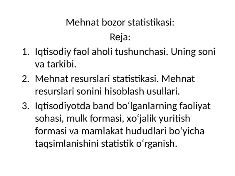 Mehnat Bozor Statistikasi 1