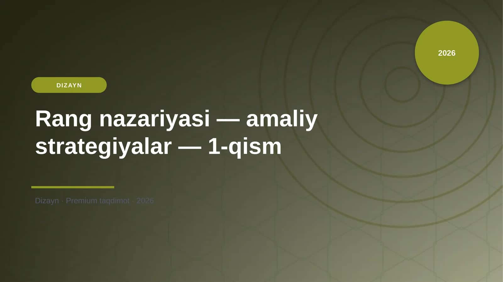Rang nazariyasi — amaliy strategiyalar — 1-qism 1