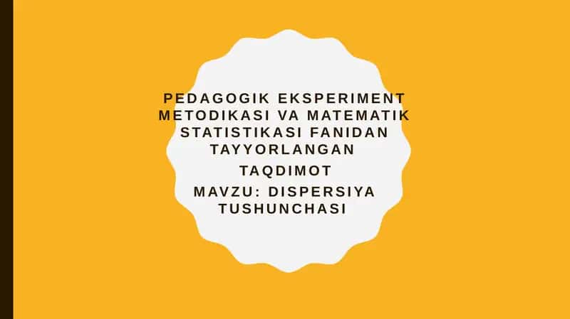 dispersiya tushunchasi 1