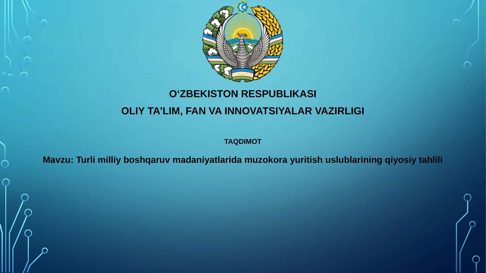 Muzokaralar uslubi va boshqaruvi 1