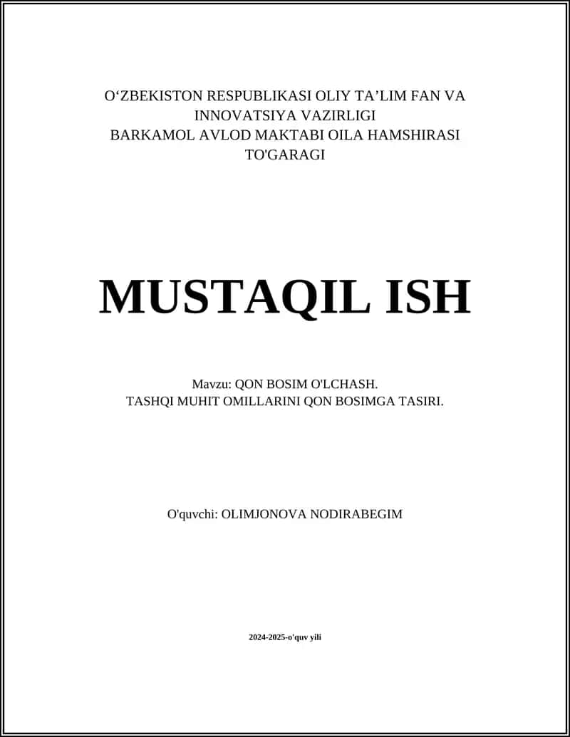 QON BOSIM O'LCHASH 1