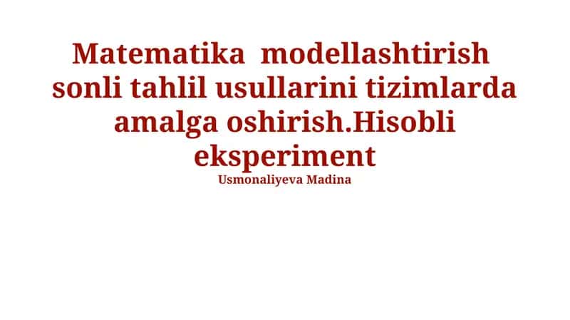 Matematika modellashtirish 1