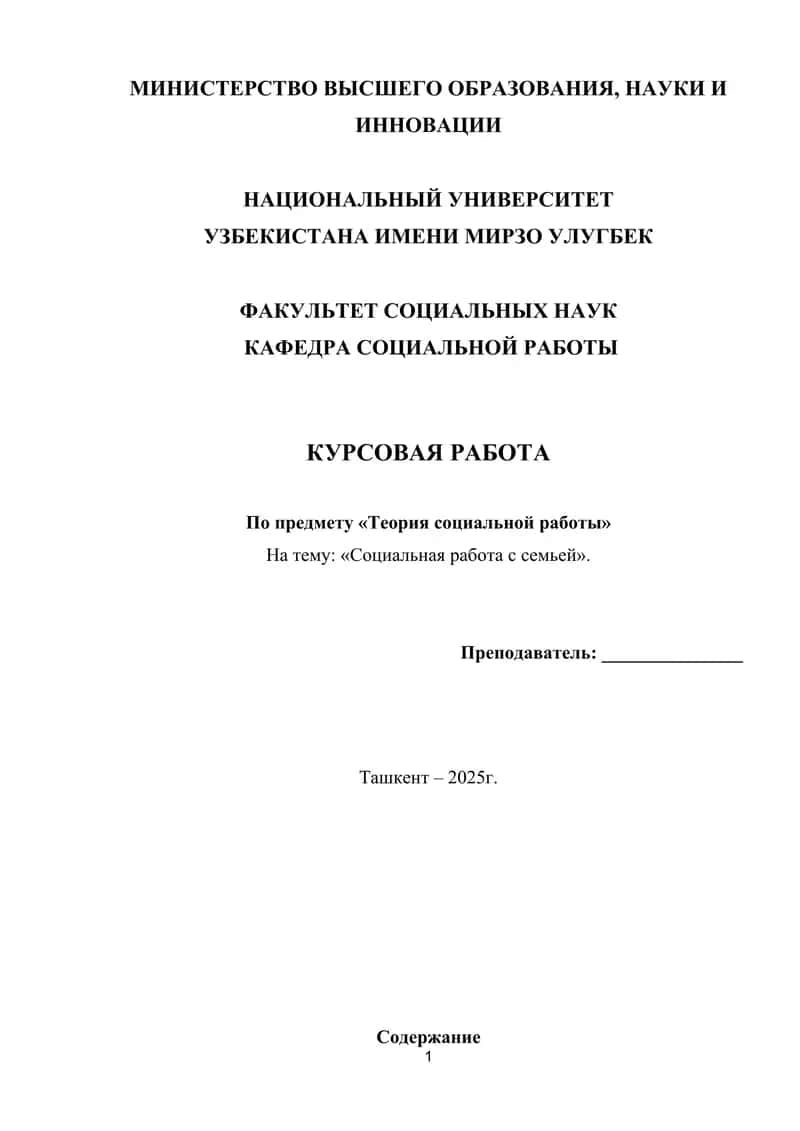 Социальная работа с семьей 1