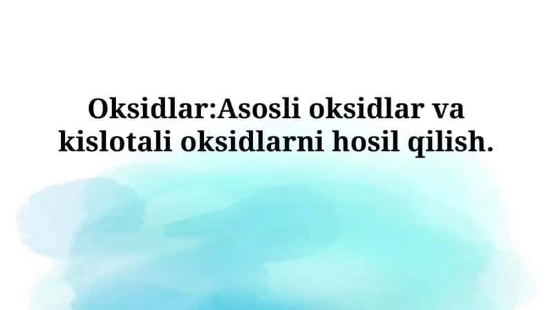 Oksidlar: Kirish 1