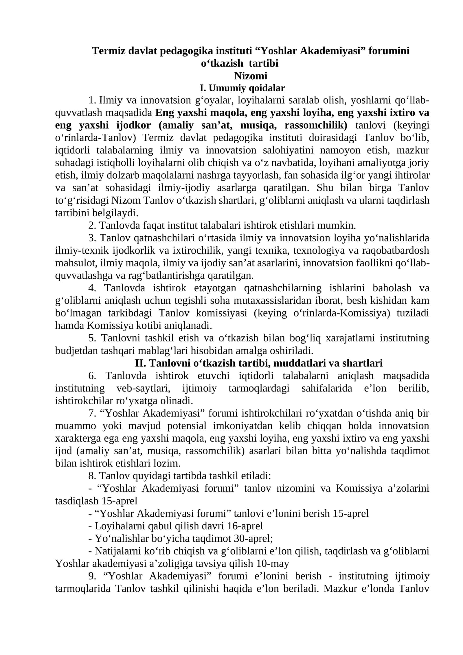Yoshlar Akademiyasi forumi 1