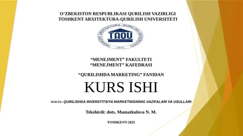 Qurilishda Investitsiya Marketingi 1