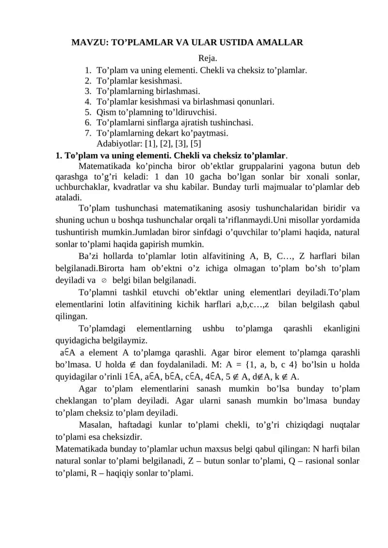 TO’PLAMLAR VA ULAR USTIDA AMALLAR 1