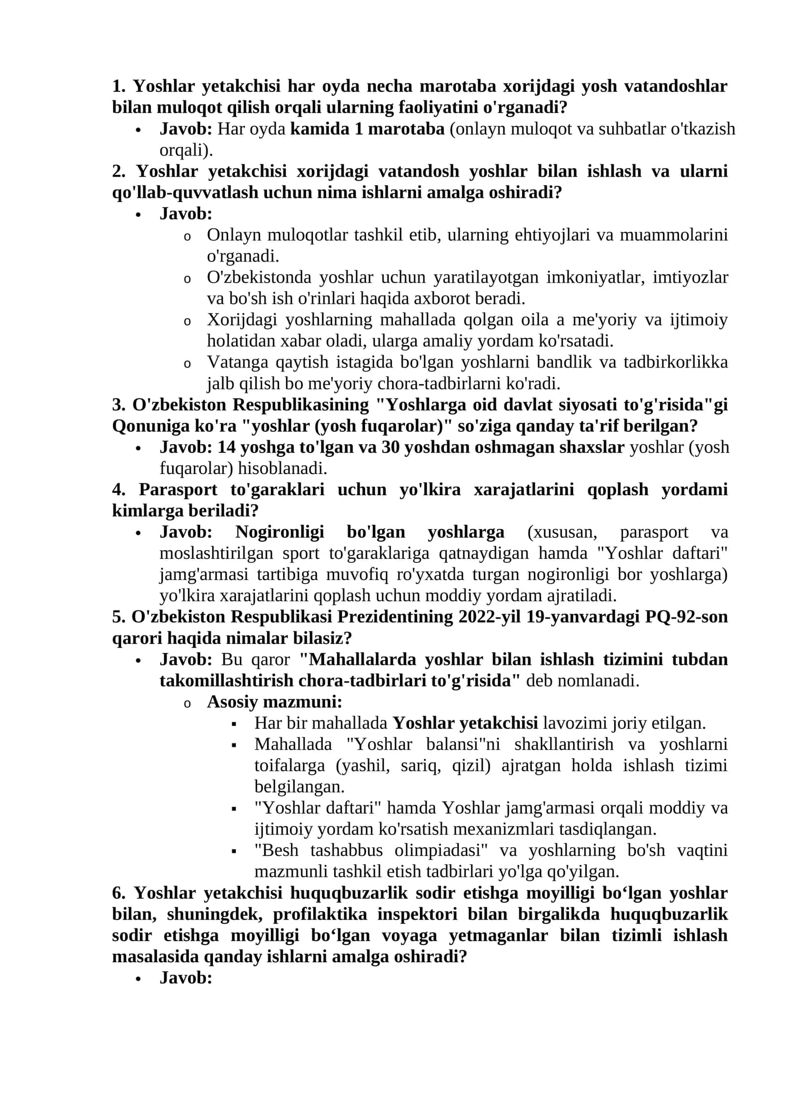 Argos yoshlar yetakchiligiga suhbat savollar javobi bilan 50 ta savol 1