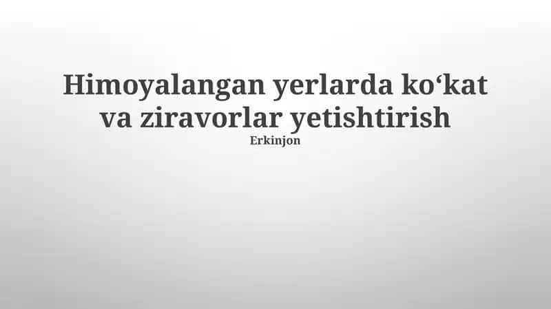 Himoyalangan yerlarda ko‘kat va ziravorlar yetishtirish 1