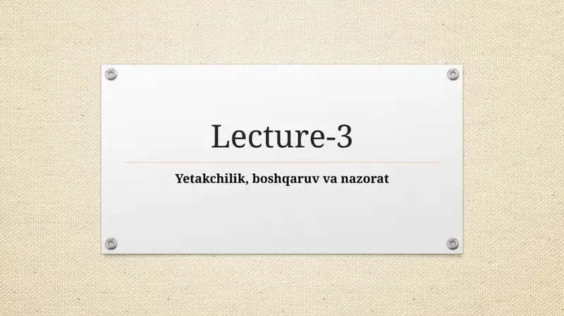 Yetakchilik, boshqaruv va nazorat 1