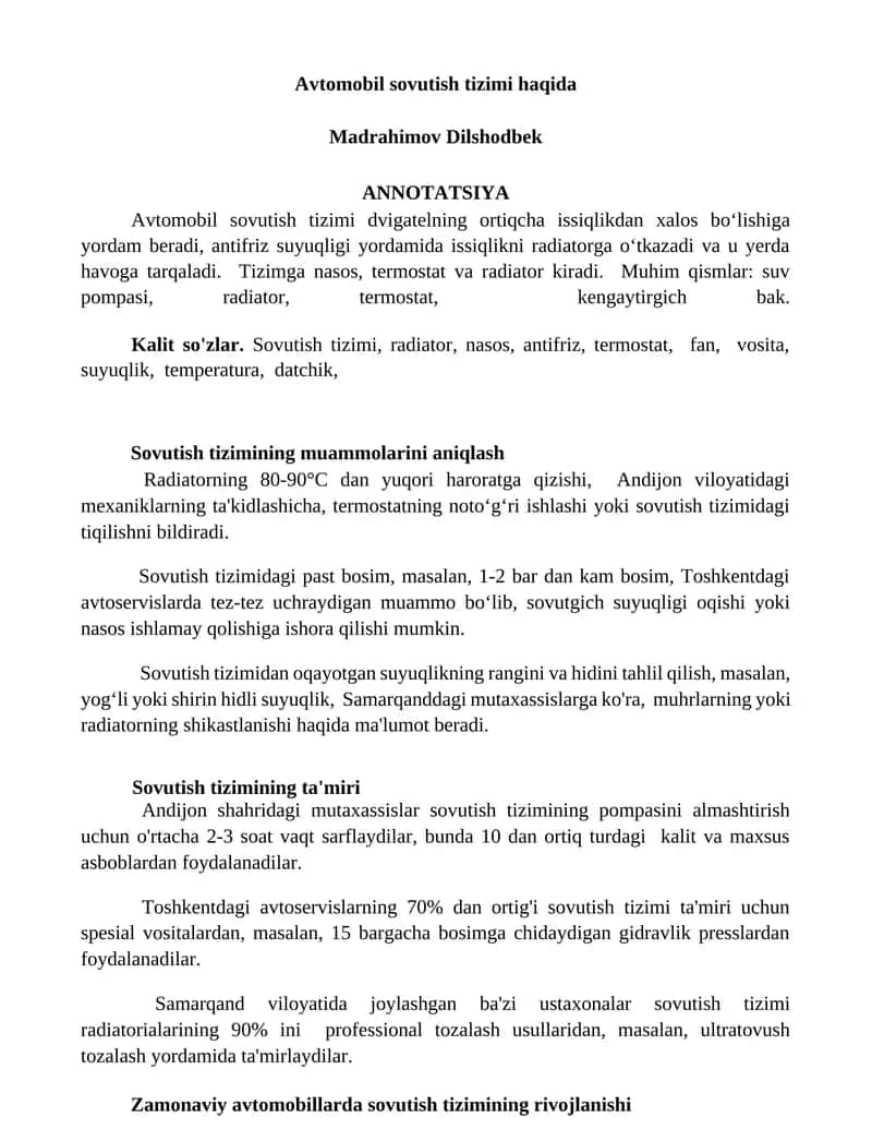 Sovutish tizimi 1