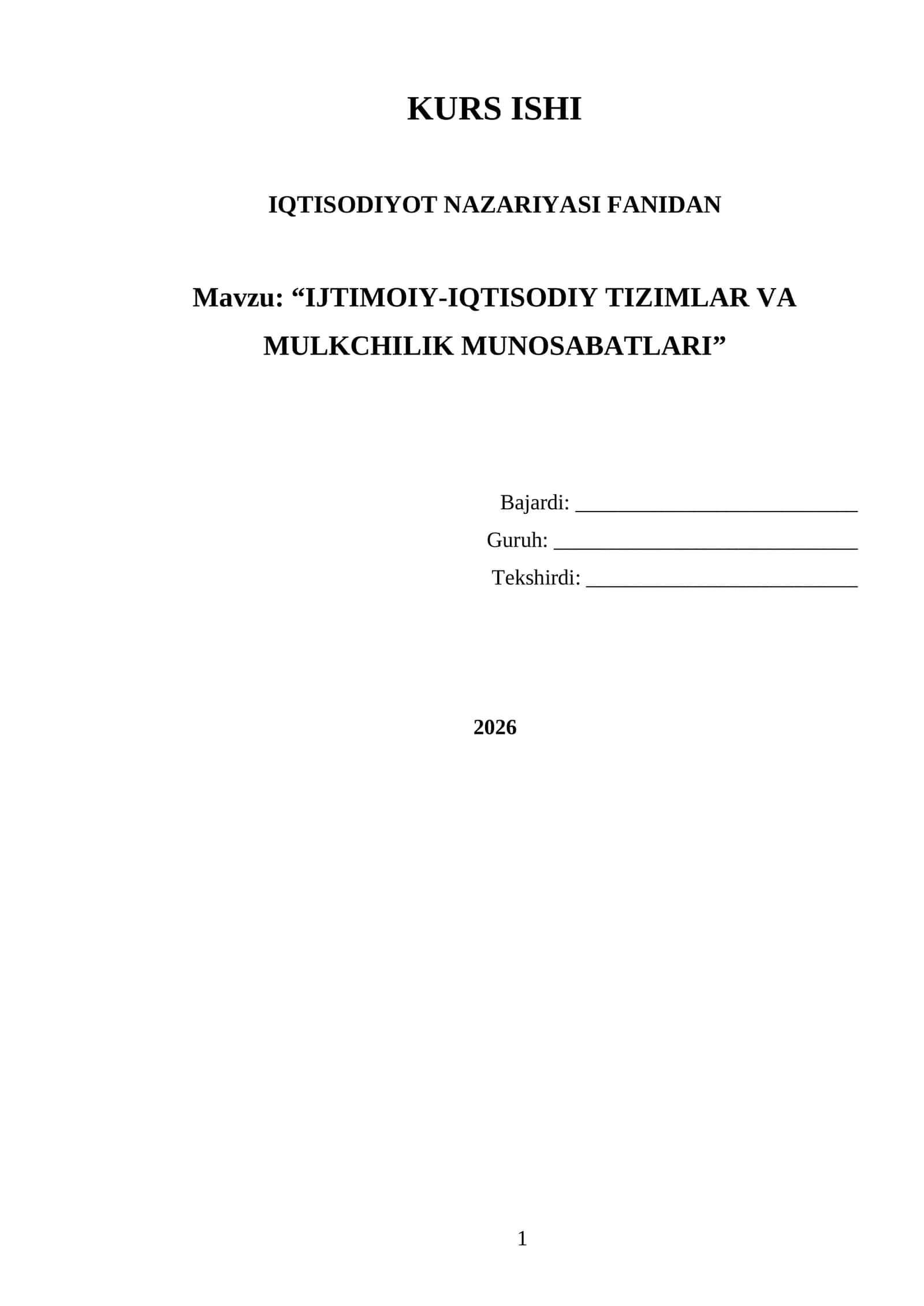 IQTISODIYOT NAZARIYASI FANIDAN 1