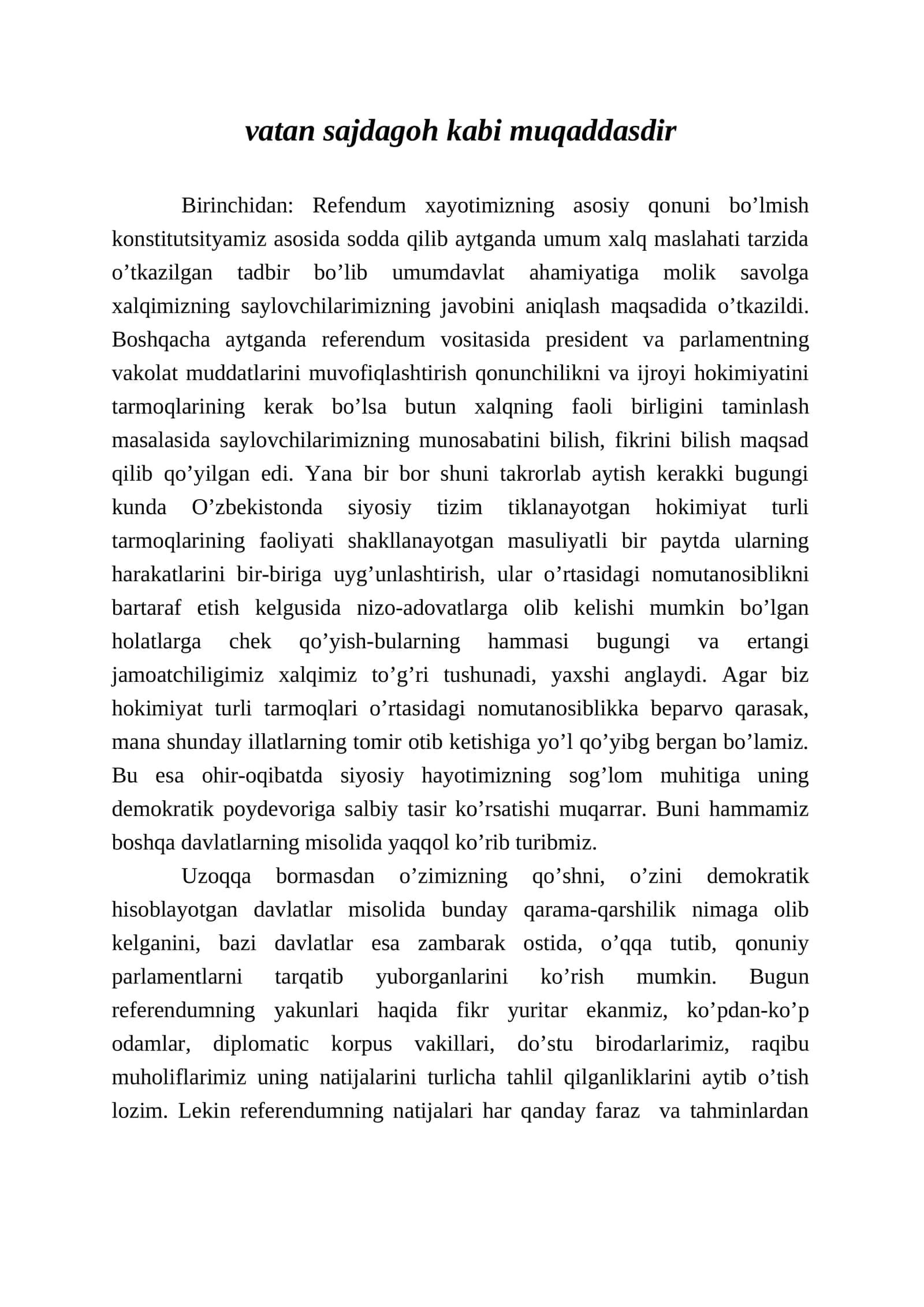 Vatanning maqsadi va buyuk roli 1