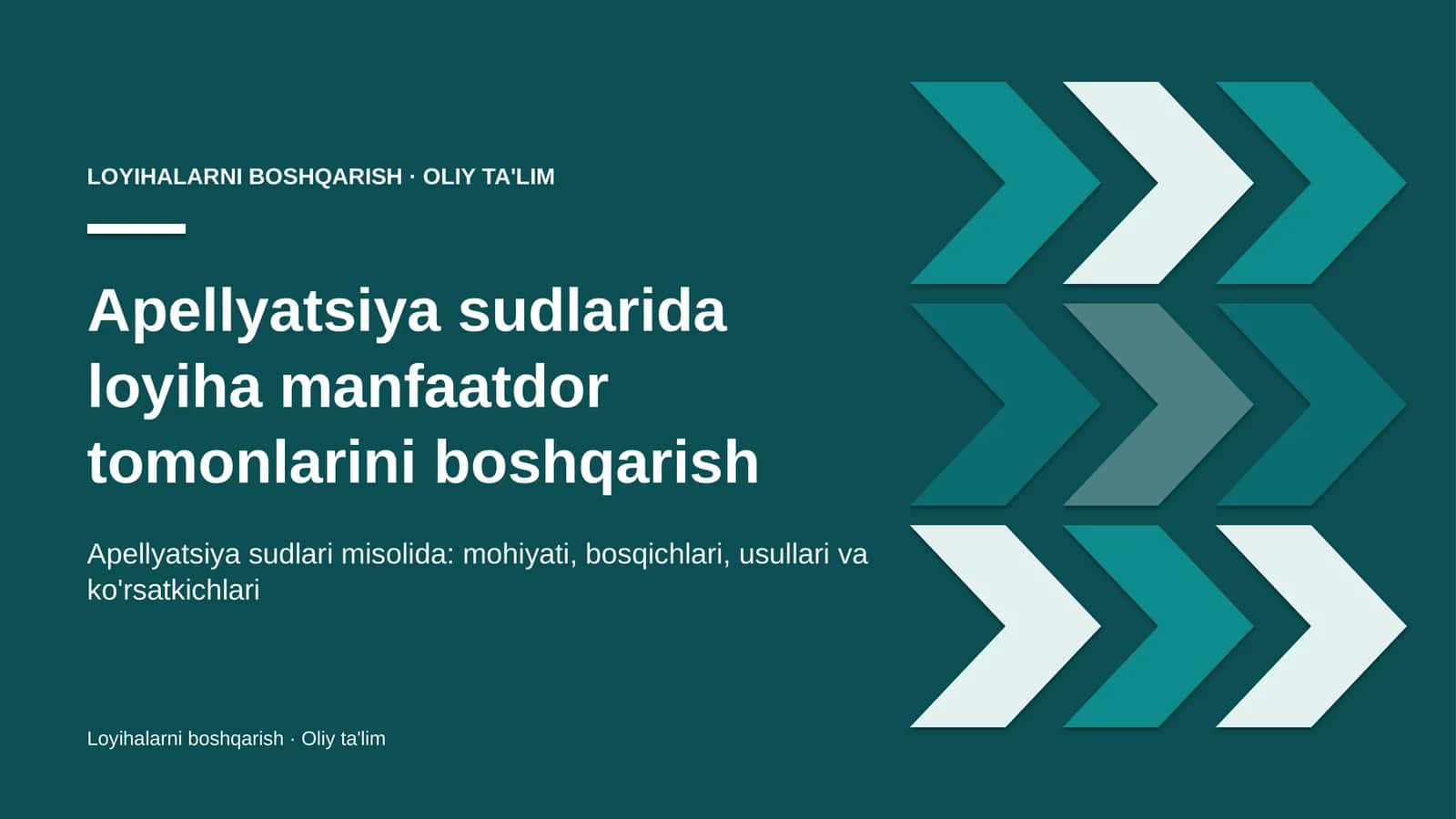 Loyihalarni boshqarish · Oliy ta'lim 1