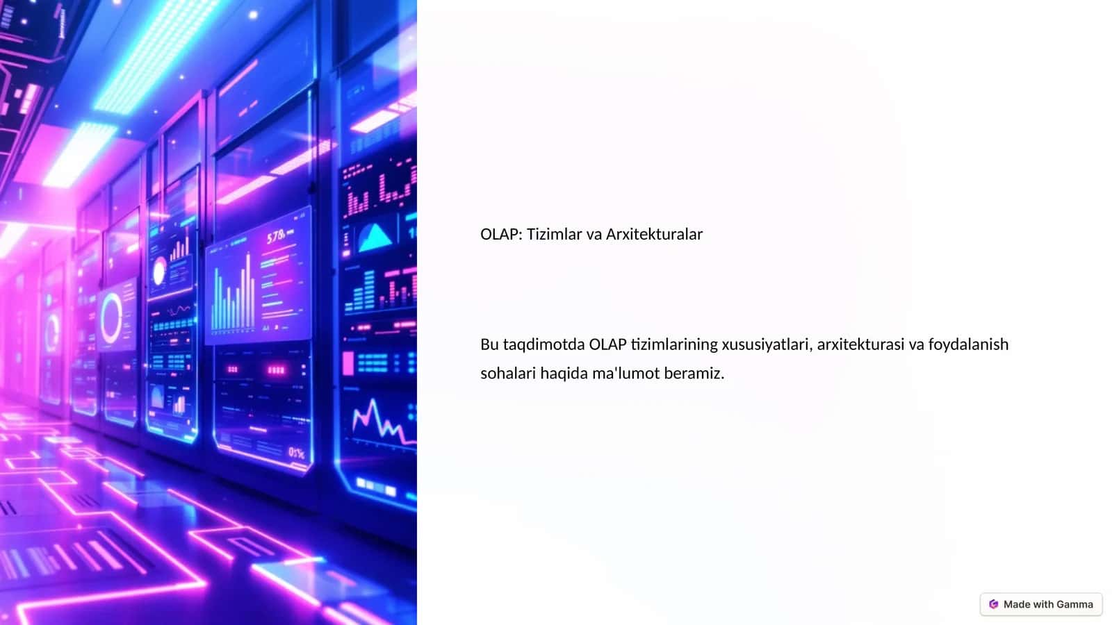 OLAP: Tizimlar va Arxitekturalar 1