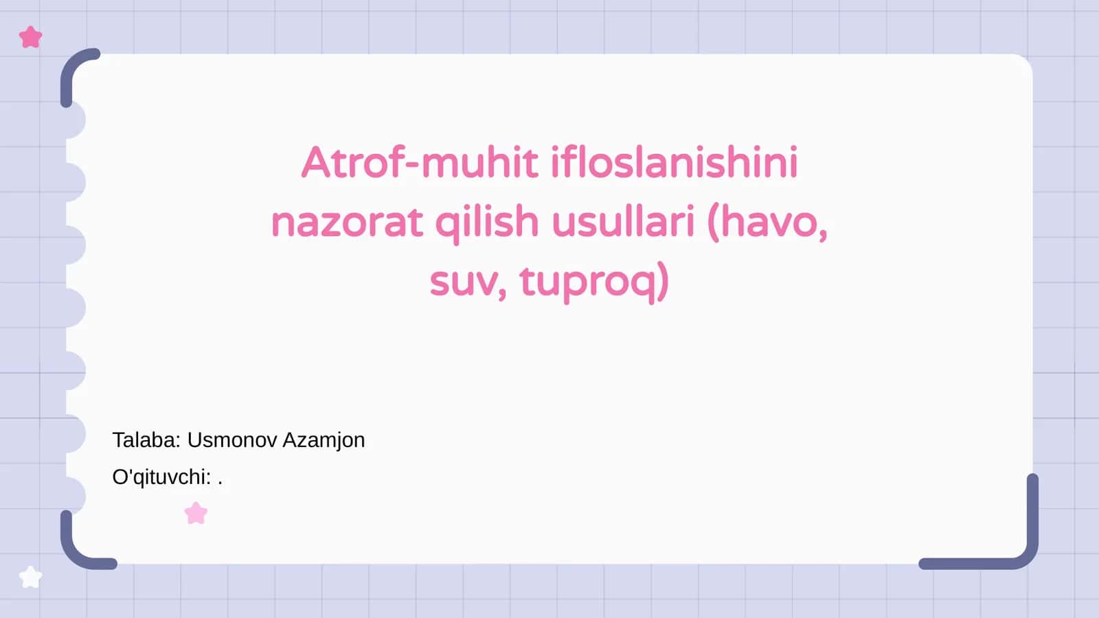 Atrof-muhit ifloslanishini nazorat qilish usullari (havo, suv, tuproq) 1