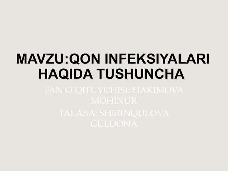 Qon Infeksiyalari haqida tushuncha 1