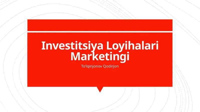 Investitsiya Loyihalari Marketingi 1