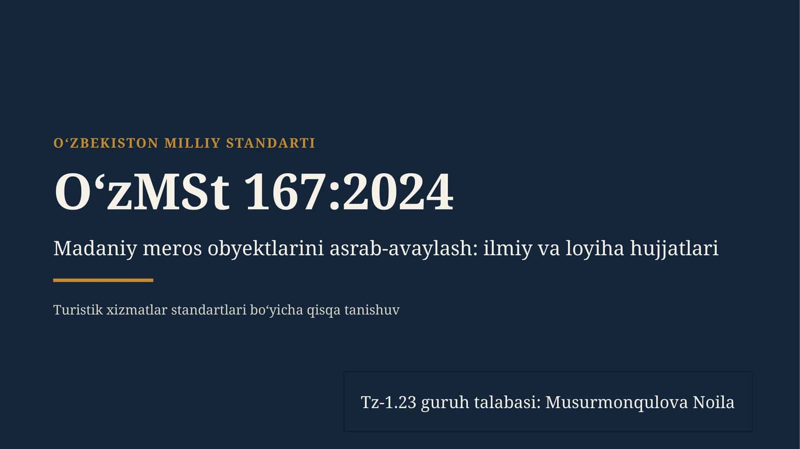 O‘ZBEKISTON MILLIY STANDARTI O‘zMSt 167:2024 1