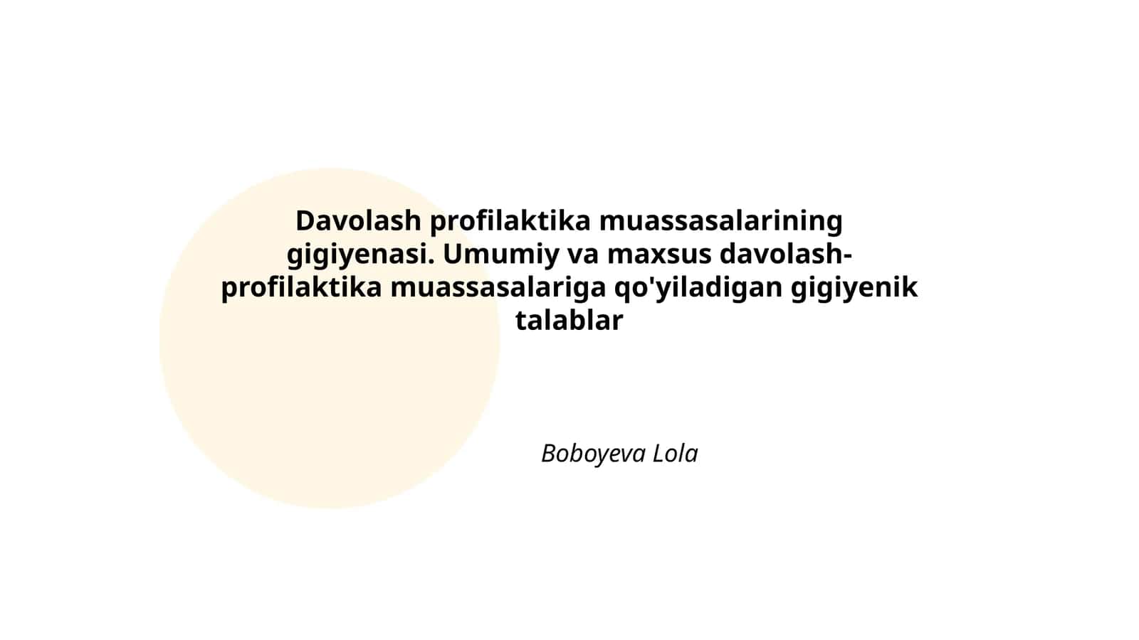 Davolash profilaktika muassasalarining gigiyenasi. Umumiy va maxsus davolash-profilaktika muassasalariga qo'yiladigan gigiyenik talablar 1