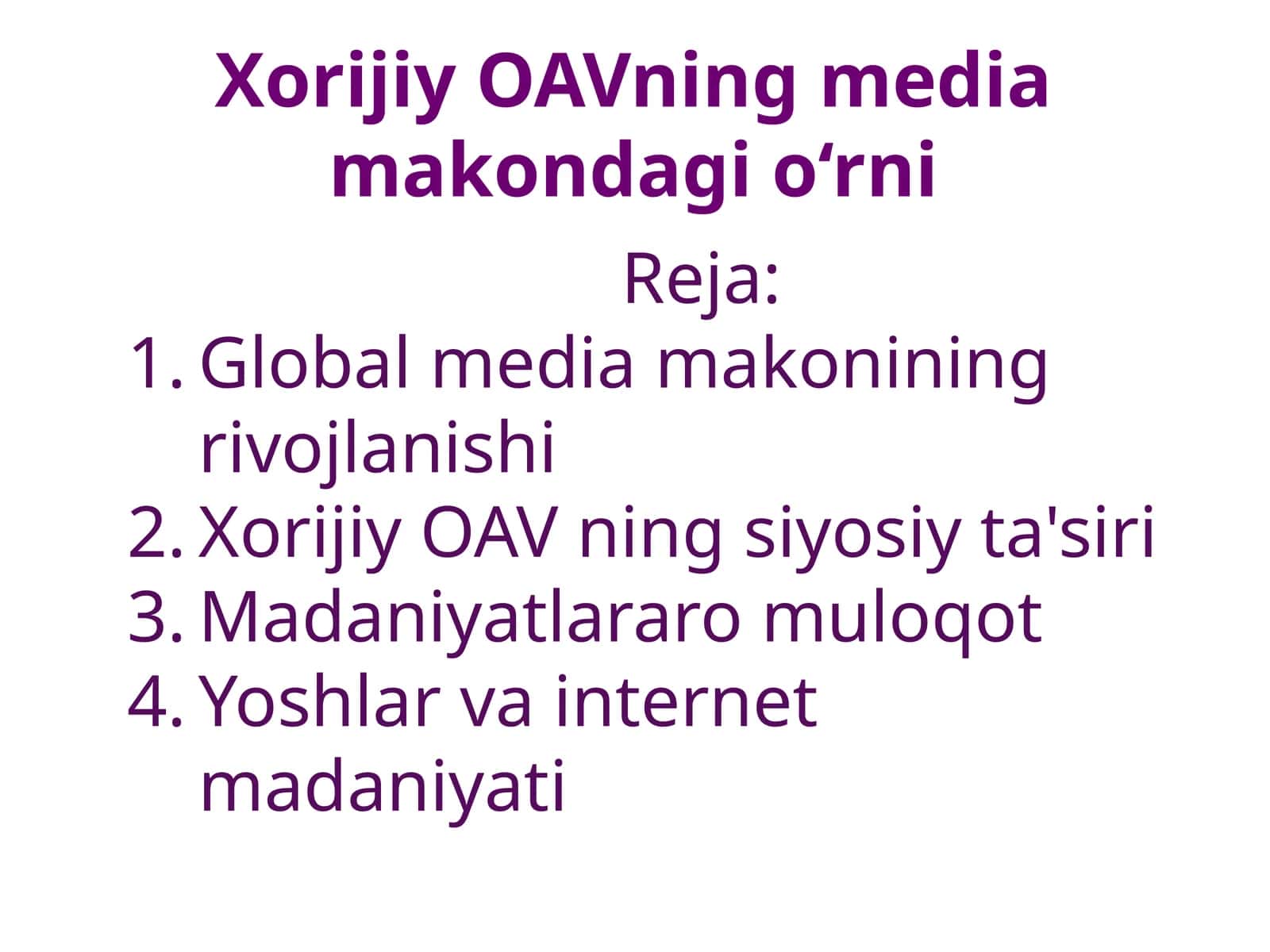 Xorijiy OAVning media makondagi o‘rni 1