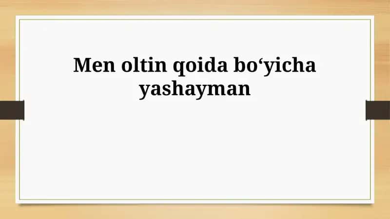 Oltin Qoida 1