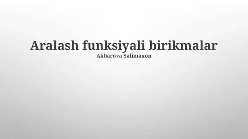 Aralash Funtsiyali Birikmalar 1