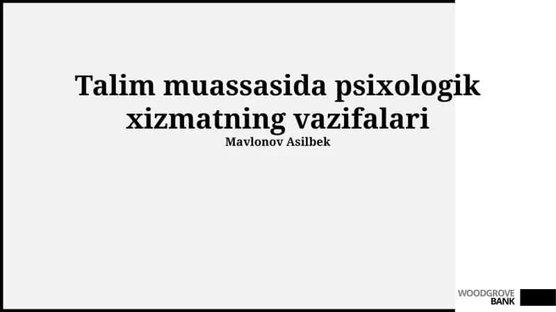 Psixologik xizmatning vazifalari 1
