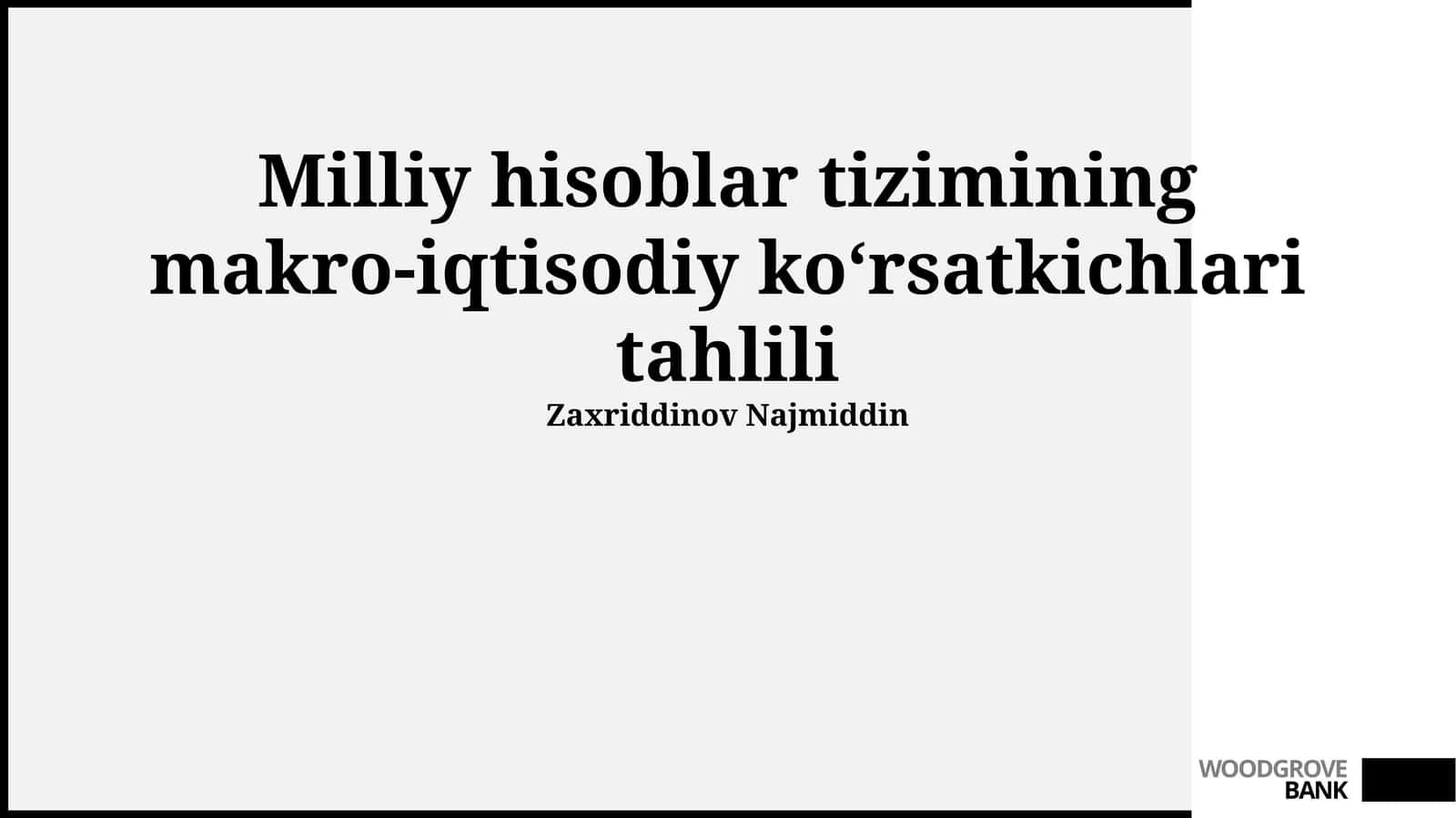 Milliy hisoblar tizimining makro-iqtisodiy ko'rsatkichlari tahlili 1