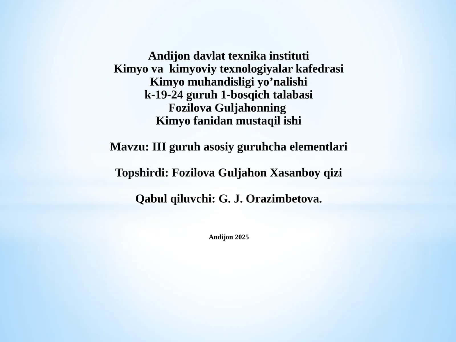 III guruh asosiy guruhcha elementlari 1