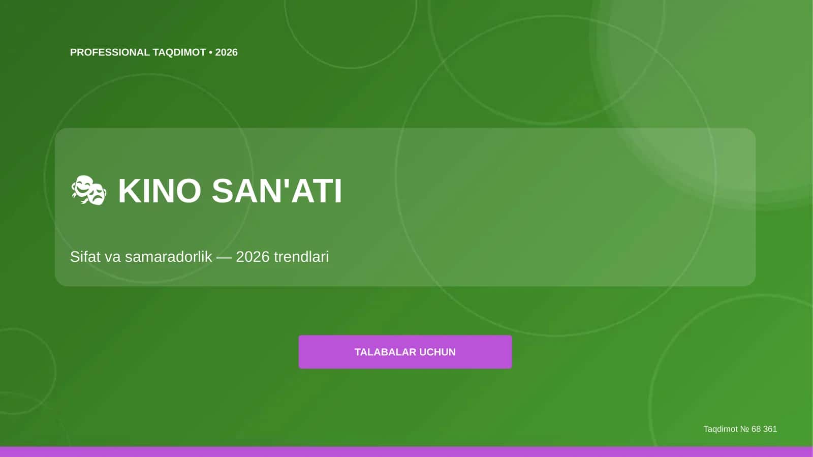 Kino san'ati: sifat va samaradorlik (2026 trendlari) [talabalar uchun] 1
