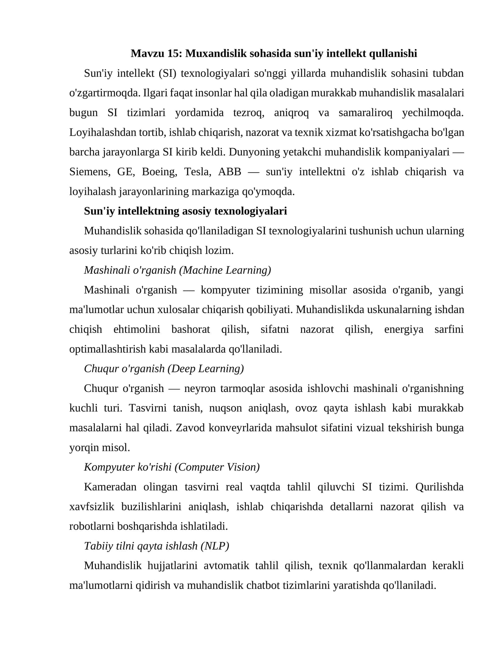 Sun'iy intellektning asosiy texnologiyalari 1