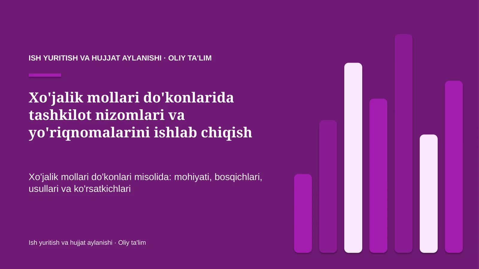 xo'jalik mollari do'konlarida tashkilot nizomlari va yo'riqnomalarini ishlab chiqish 6757 1