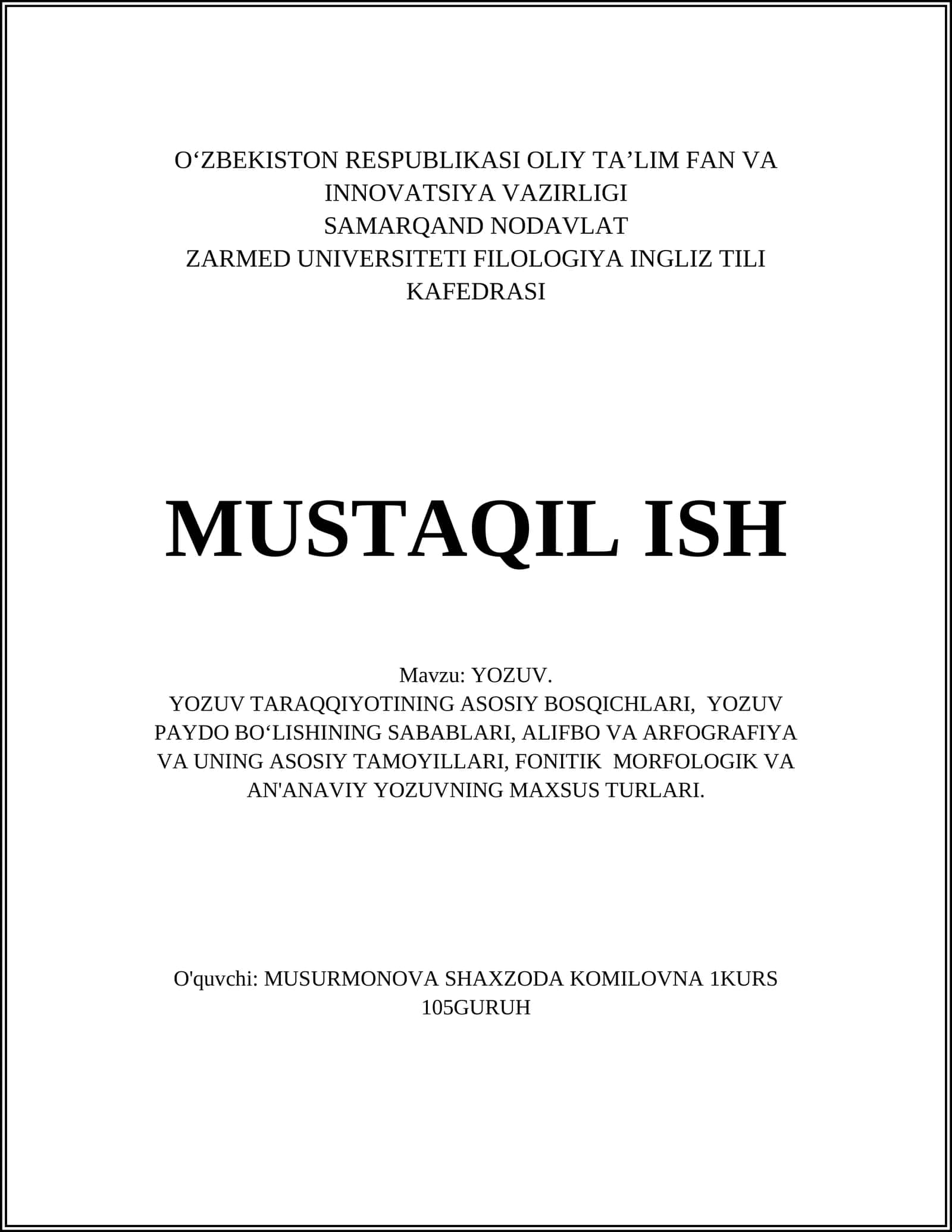 YOZUV TARAQQIYOTI 1
