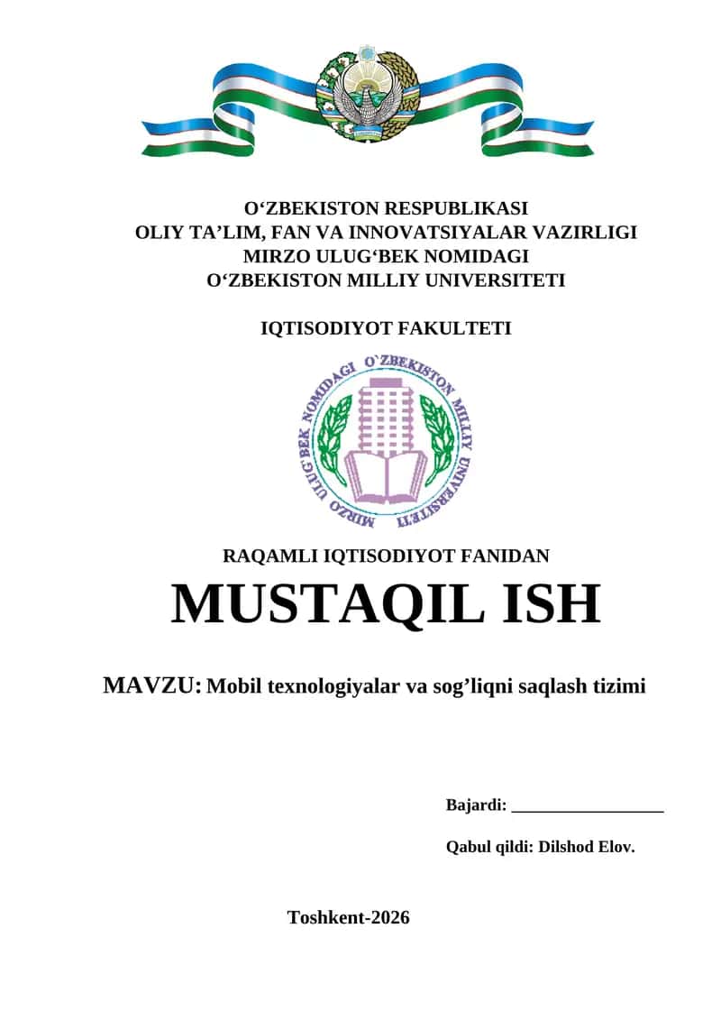 Mobil texnologiyalar va sog’liqni saqlash tizimi 1