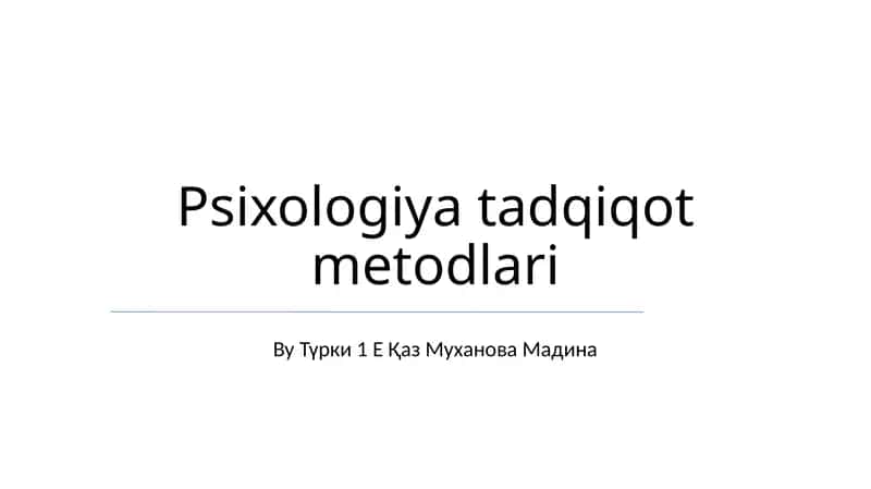 Psixologiya tadqiqot metodlari 1