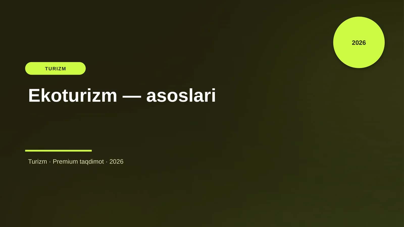 Ekoturizm — asoslari 1