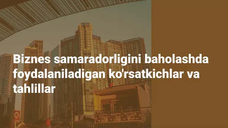 Biznes samaradorligini baholashda foydalaniladigan ko'rsatkichlar va tahlillar 1
