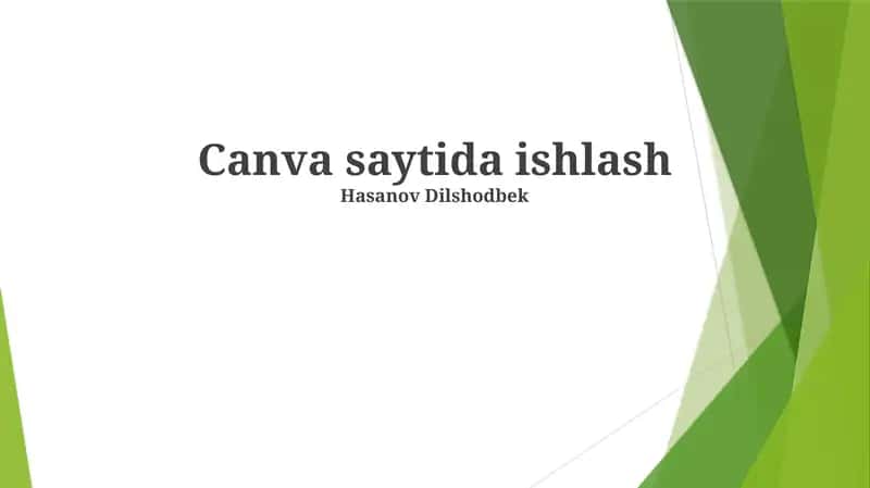 Canva saytida ishlash 1