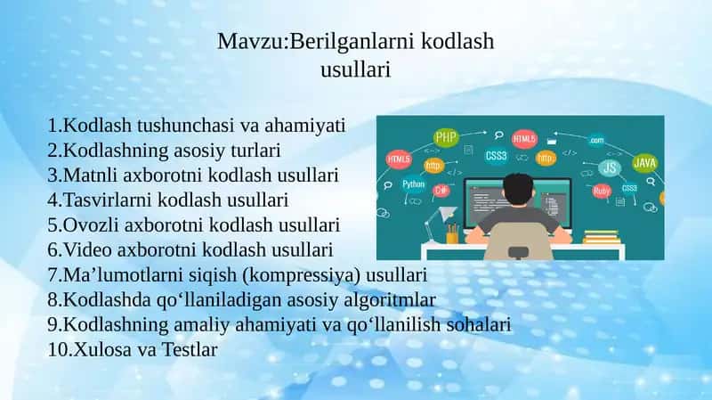 Berilganlarni kodlash usullari 1