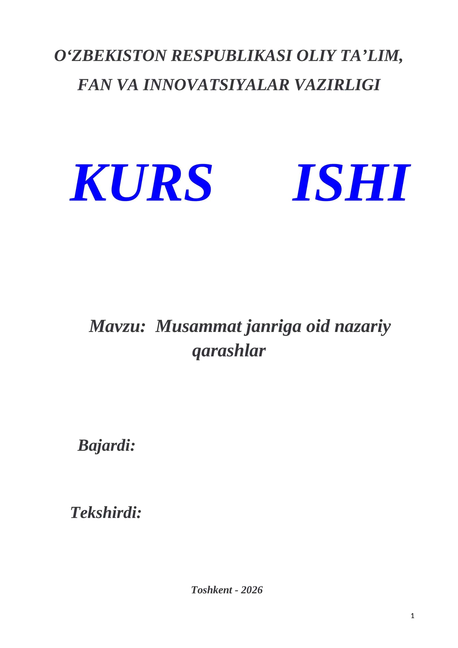 Musammat janriga oid nazariy qarashlar 1