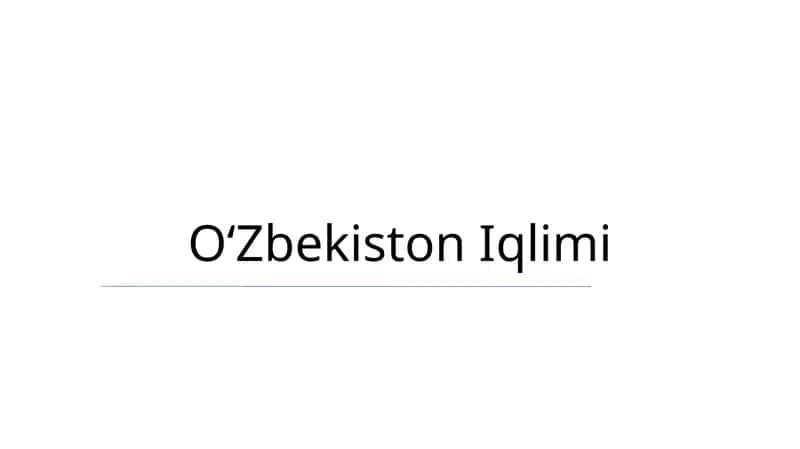 Oʻzbekiston Iqlimi 1