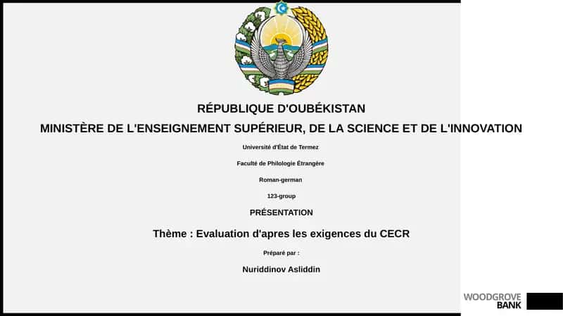 Evaluation d'apres les exigences du CECR 1