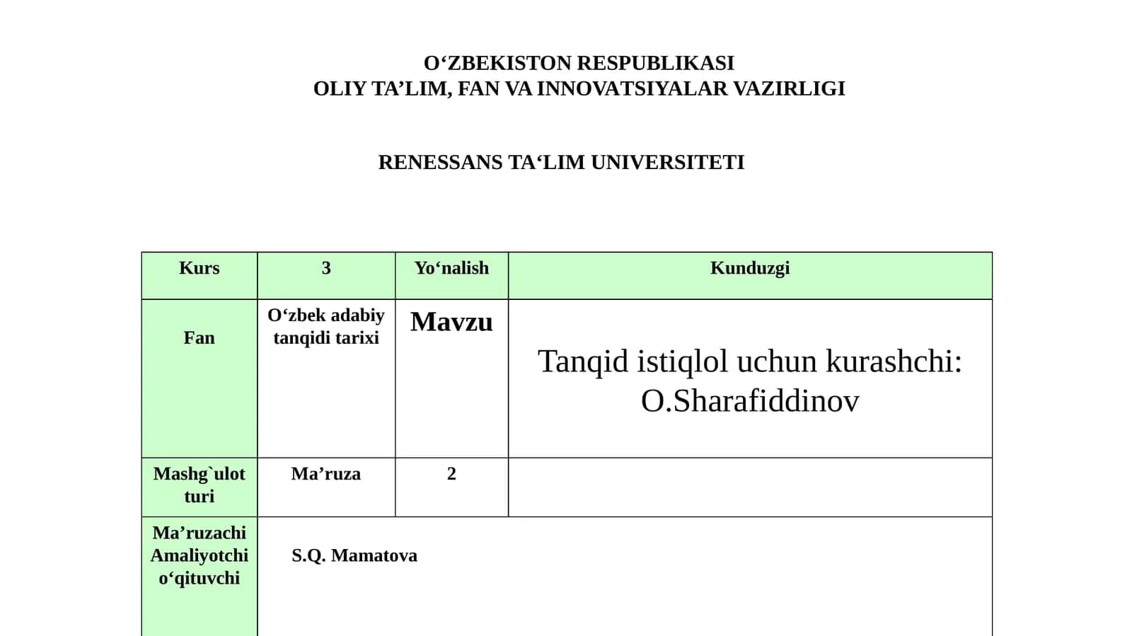 O‘zbek adabiy tanqidi tarixi 1