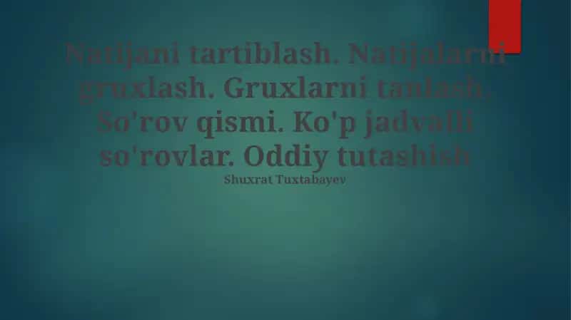 Natijani Tartiblash 1