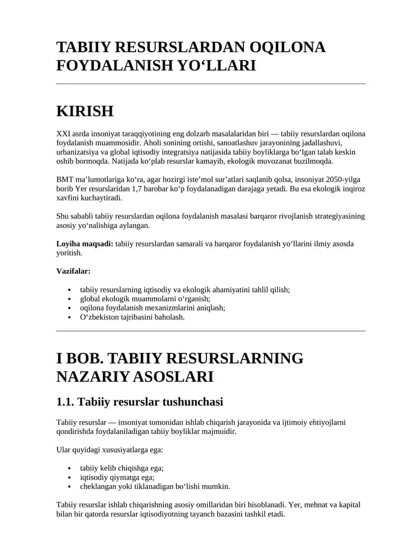 TABIIY RESURSLARDAN OQILONA FOYDALANISH YO‘LLARI 1