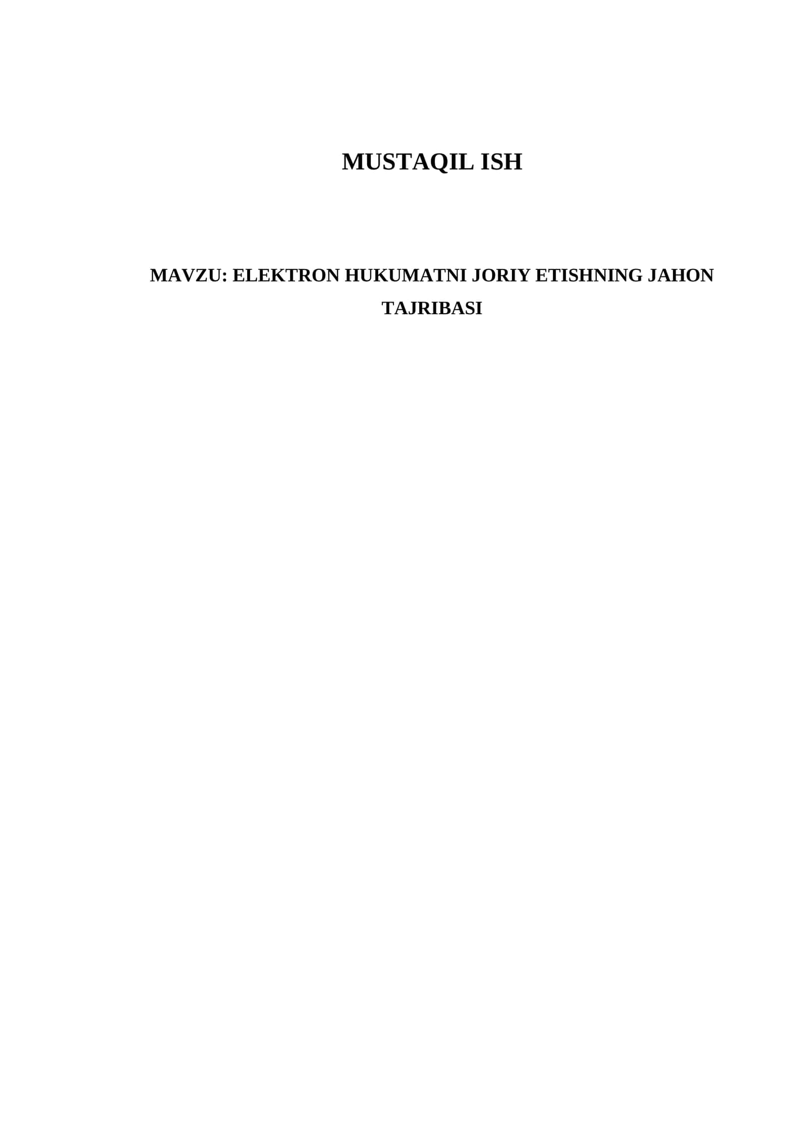 Elektron Hukumatni Joriy Etishning Jahon Tajribasi 1