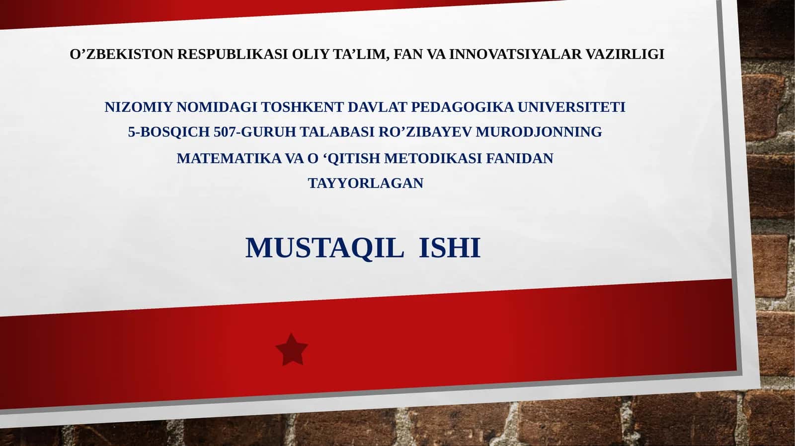 KO’RSATKICHLI TENGLAMA VA TENGSIZLIKLARNI O’QITISH O’QITISH METODIKASI 1
