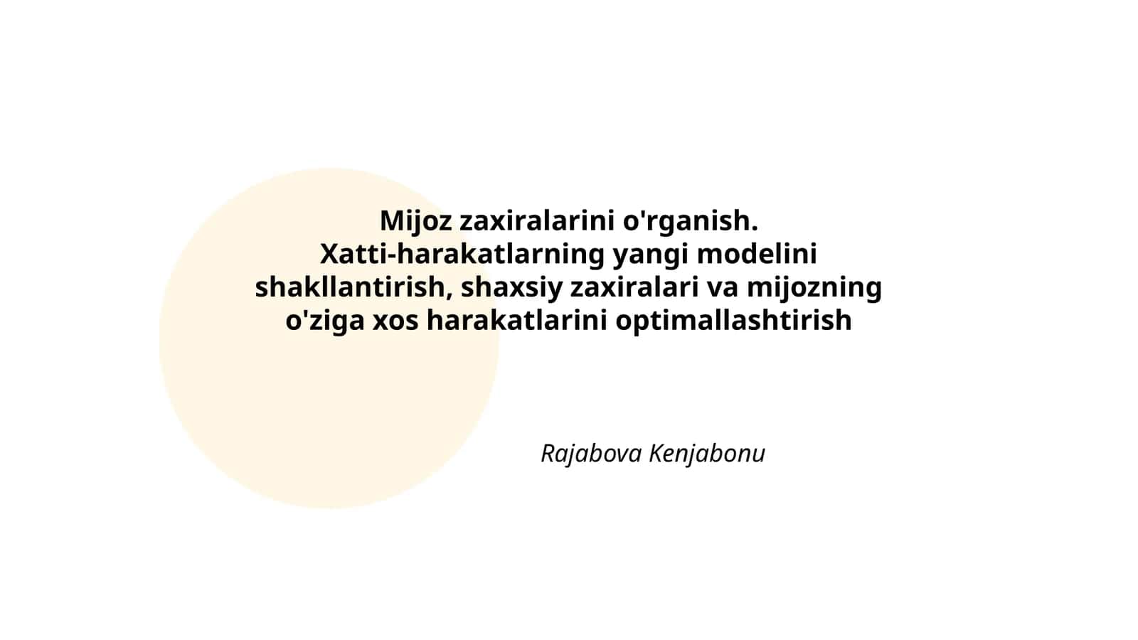 Mijoz zaxiralarini o'rganish 1