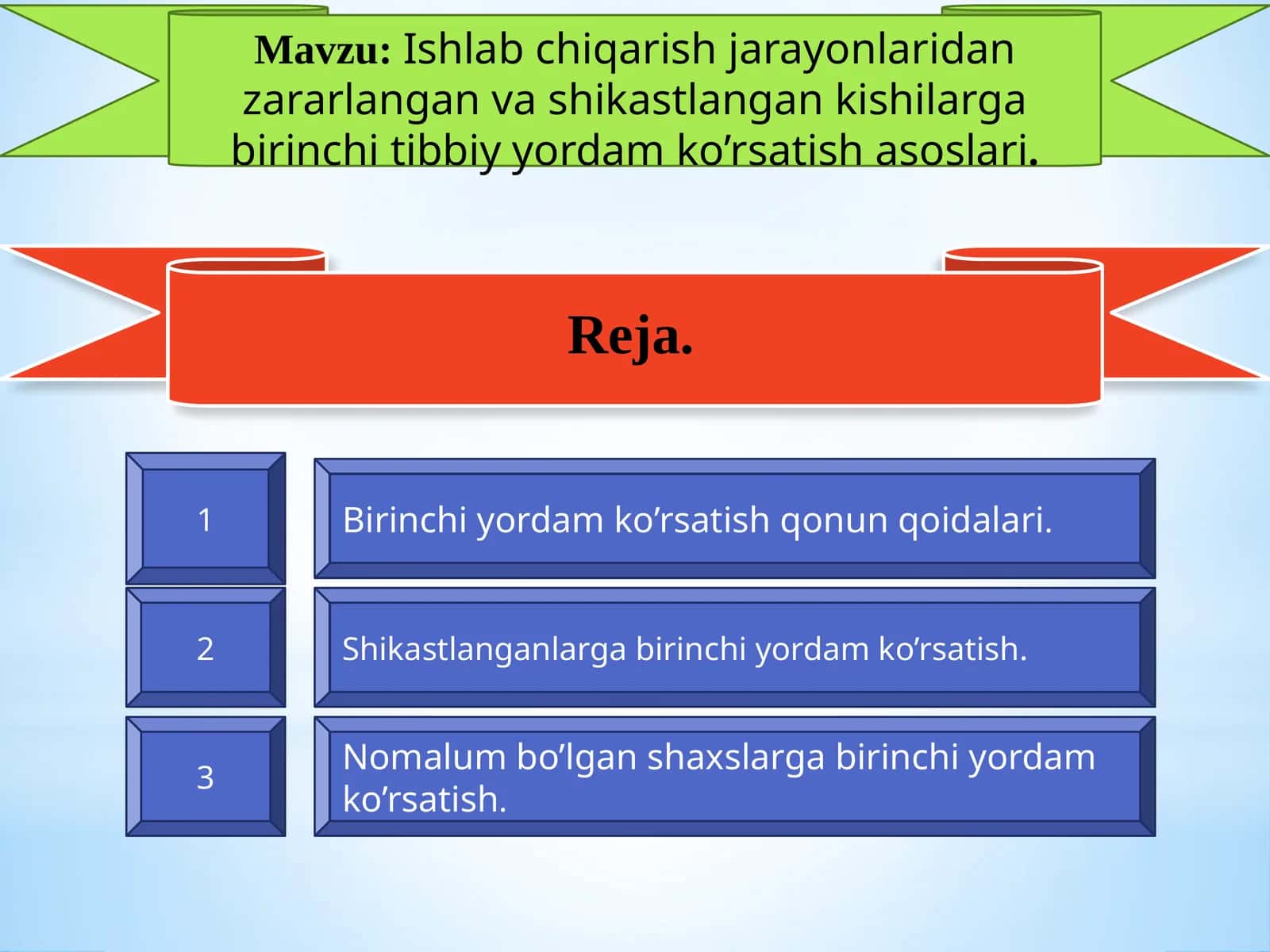 Ishlabchiqarish jarayonlaridan zararlangan va shikastlangan kishilarga birinchi tibbiy yordam ko’rsatish asoslari 1